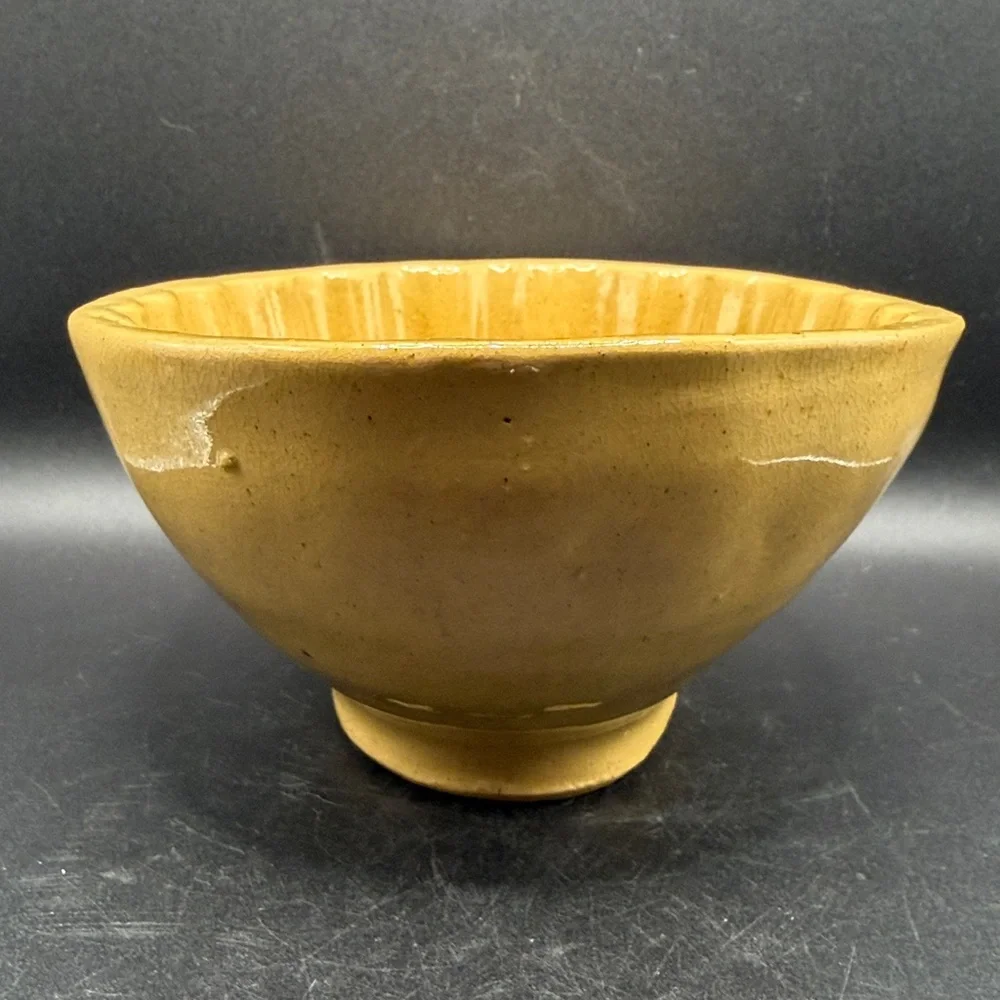 Antique Yellowware Pottery Corn Design Pudding Food Mold Farmhouse Butter Mold